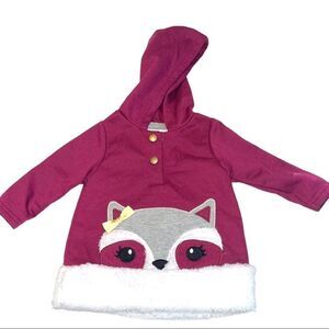 NWT Nannette Kids‎ Burgundy Raccoon Hoodie 3-6 months